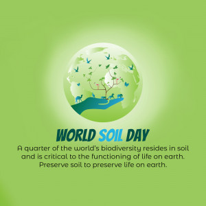Illustration of a globe held in a hand with animals and birds, celebrating World Soil Day.