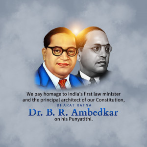 Portrait of Dr. B.R. Ambedkar with a faded image of him in the background