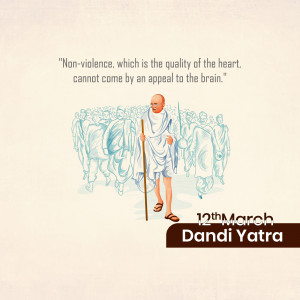 Illustration of Mahatma Gandhi leading the Dandi March