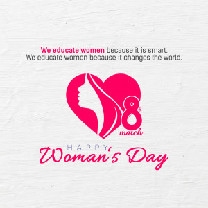 International Women's Day graphic with a heart and female profile