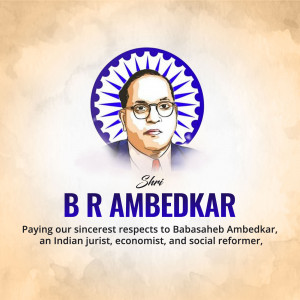 Portrait of Dr. B.R. Ambedkar with the Indian flag and text honoring him.