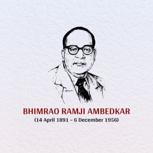 Portrait of Dr. B.R. Ambedkar with his birth and death dates