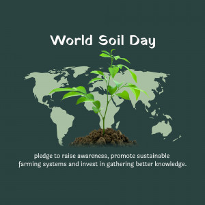 World Soil Day graphic with a plant growing from soil over a world map.