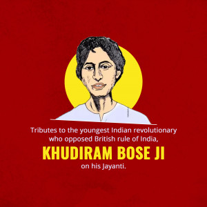 Portrait of Khudiram Bose with tribute text