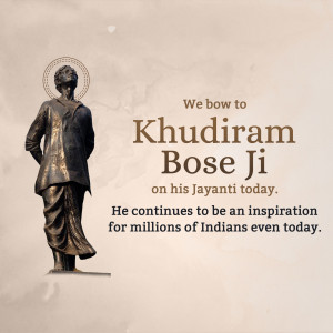 Image of Khudiram Bose statue with text commemorating his birth anniversary.