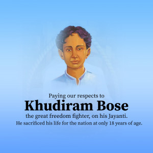 Portrait of Khudiram Bose, an Indian revolutionary and freedom fighter.
