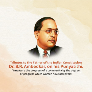 Portrait of Dr. B.R. Ambedkar with a tribute message