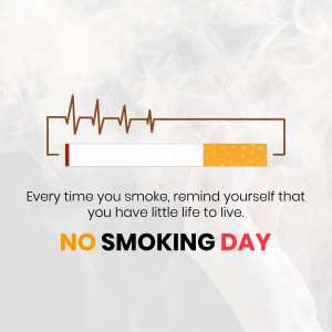 Image depicting a cigarette with a heartbeat line above it, promoting No Smoking Day.