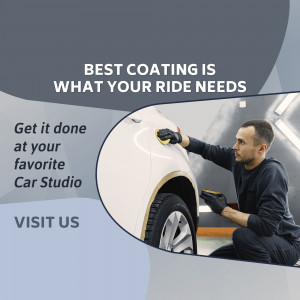 Man applying car coating in a car studio