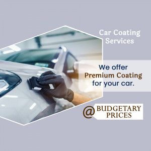 Professional car coating service with a person applying coating to a car.