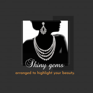 Silhouette of a woman wearing a diamond necklace and earrings