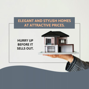 A hand holding a model of a modern house with text promoting affordable home prices.