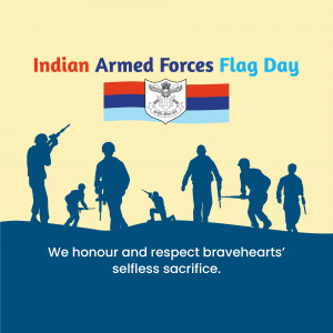 Indian Armed Forces Flag Day tribute with silhouettes of soldiers