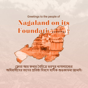 Image celebrating Nagaland Foundation Day with a map of the state.
