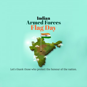 Indian Armed Forces Flag Day graphic with Indian flag and map