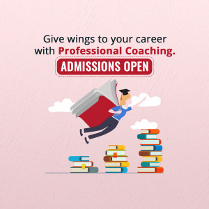 Image promoting professional coaching with a person flying on an open book.