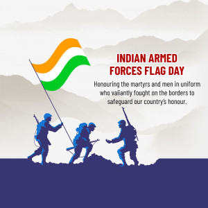 Indian Armed Forces Flag Day tribute with flag and soldiers