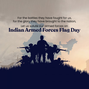 Silhouette of soldiers with Indian map background for Armed Forces Flag Day