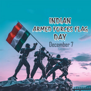 Image depicting soldiers saluting the Indian flag on Armed Forces Flag Day