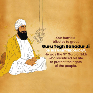 Illustration of Guru Tegh Bahadur Ji on his Martyrdom Day
