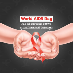 Hands holding a red ribbon for World AIDS Day