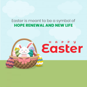 Easter basket with bunny and colorful eggs