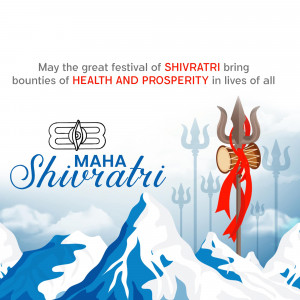 Maha Shivratri festival greeting with Lord Shiva's trident and mountains