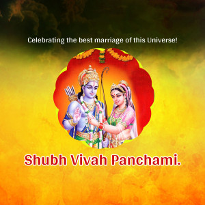 Image depicting Lord Rama and Sita's wedding, celebrating Shubh Vivah Panchami