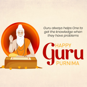 Illustration of a Guru with text 'Happy Guru Purnima'