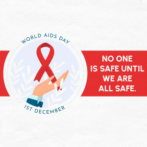 World AIDS Day ribbon and hands illustration with message