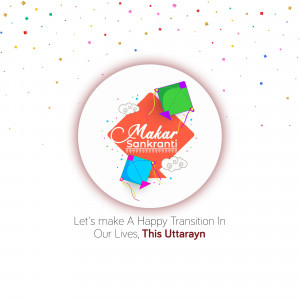 Makar Sankranti festival greeting with kites and text