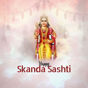 Image of Goddess Skanda Mata with Skanda Sashti greetings