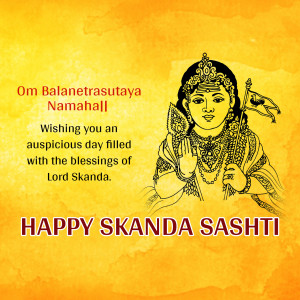 Image of Lord Skanda with blessings for Skanda Sashti