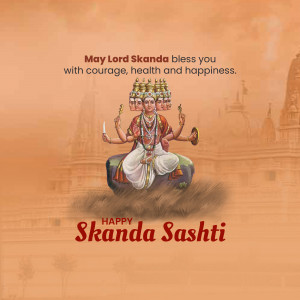 Image of Lord Skanda with a blessing message for Skanda Sashti