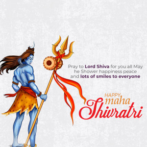 Illustration of Lord Shiva with trident and damru, wishing Happy Maha Shivaratri