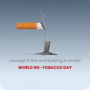 Illustration of a burning cigarette with smoke forming a fist, promoting World No Tobacco Day.