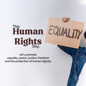 Person holding a sign promoting Human Rights and Equality