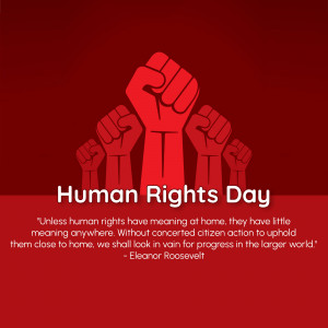 Illustration of raised fists symbolizing strength and solidarity for Human Rights Day.