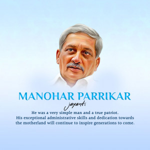 Portrait of Manohar Parrikar with text commemorating his birth anniversary.