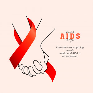 Red ribbon and hands illustration for World AIDS Day