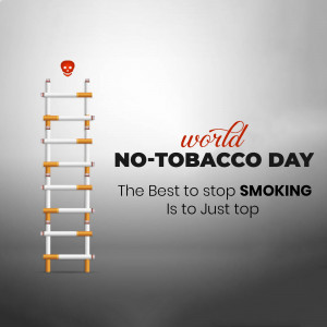 Ladder made of cigarettes with a skull at the top, promoting World No Tobacco Day.