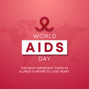 World AIDS Day poster with a red ribbon and world map background