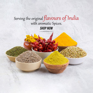 A vibrant display of various Indian spices in bowls.