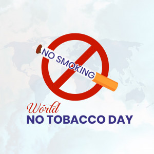 No smoking sign with a cigarette and the text 'World No Tobacco Day'