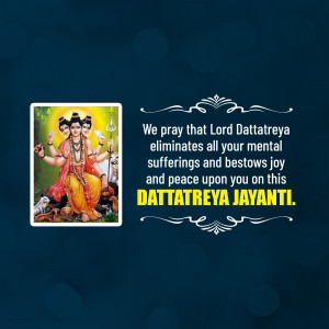 Image of Lord Dattatreya with text 'Dattatreya Jayanti'
