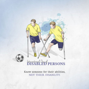 Illustration of two athletes with disabilities playing soccer