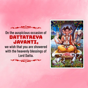 Image of Lord Dattatreya with a celebratory message for Dattatreya Jayanti