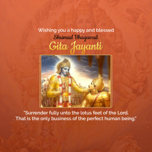Bhagavad Gita Jayanti image with Krishna and Arjuna