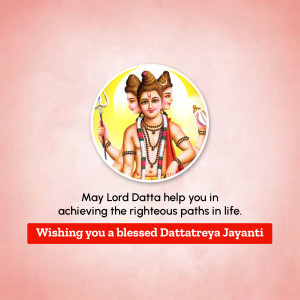 Image of Lord Dattatreya with a blessing message for Dattatreya Jayanti