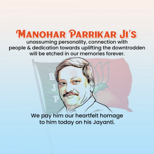 Portrait of Manohar Parrikar with BJP flag